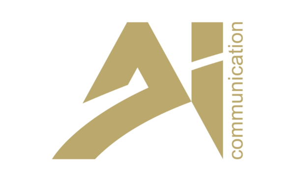 Das goldene Logo des AI communication Award auf weißem Hintergrund
