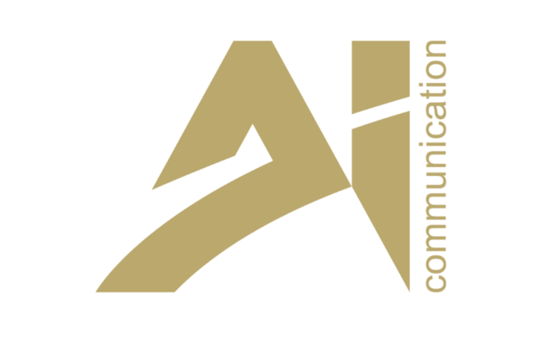 Das goldene Logo des AI communication Award auf weißem Hintergrund